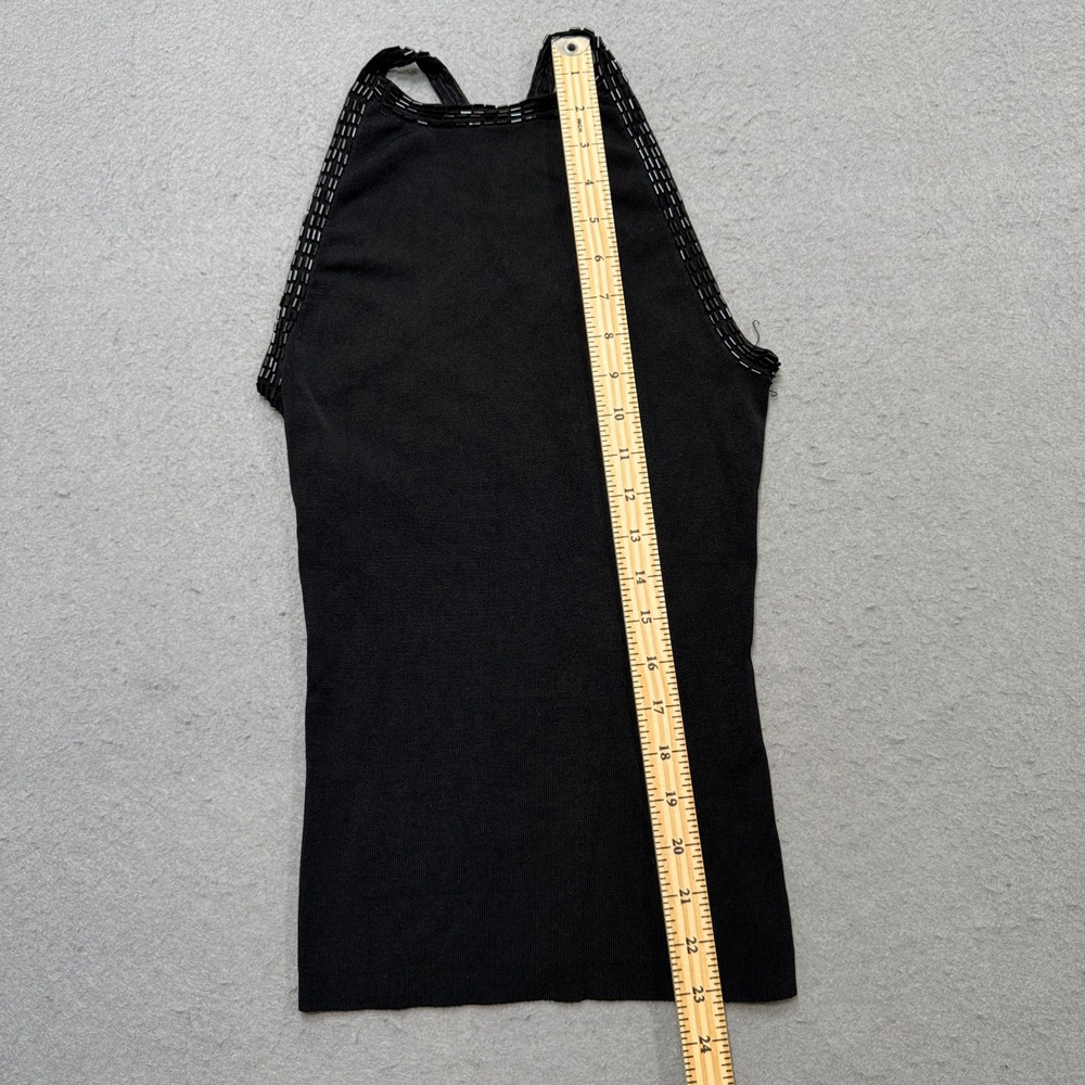 Gap Halter Tank Top Women's Medium Black Beaded High Neck Crossover Back Chic - Picture 3 of 5